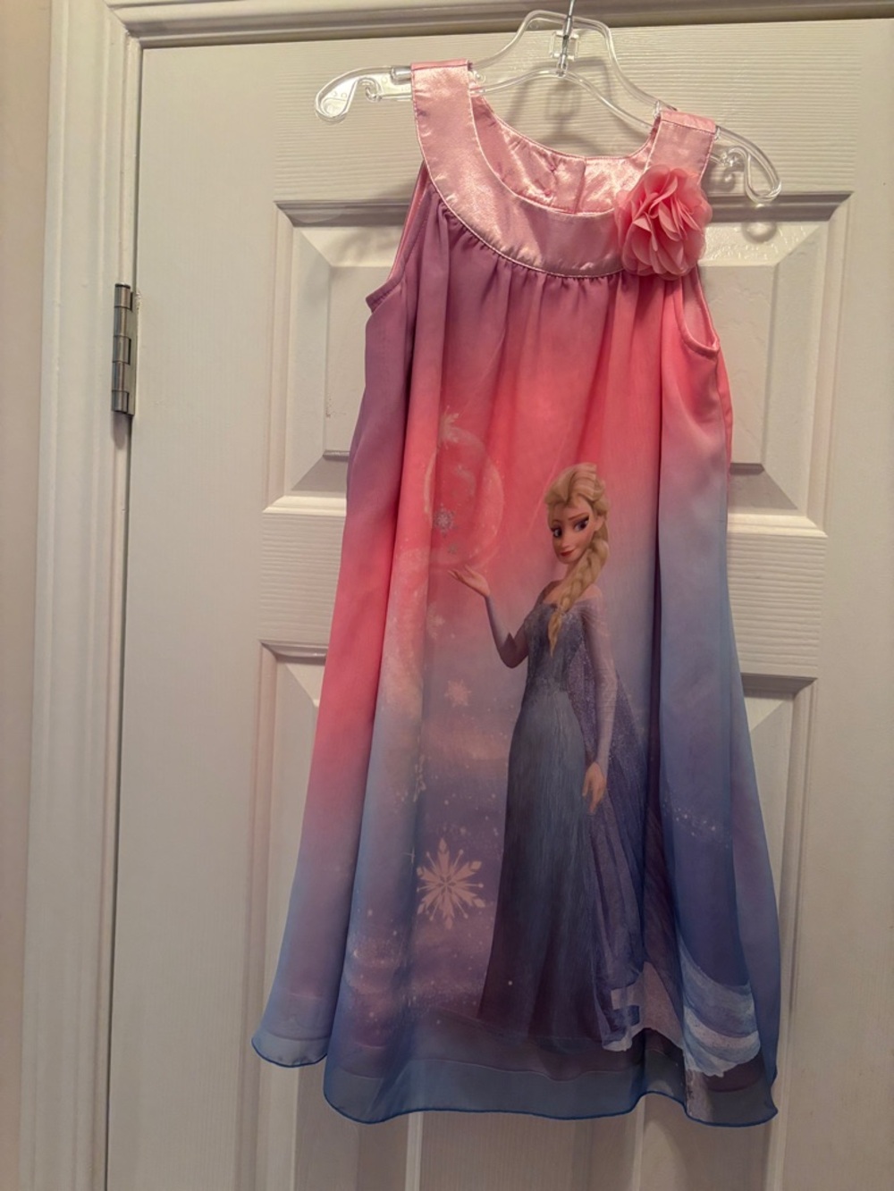 Disney Girls Pink Purple Ombre Elsa Sleeveless Dress